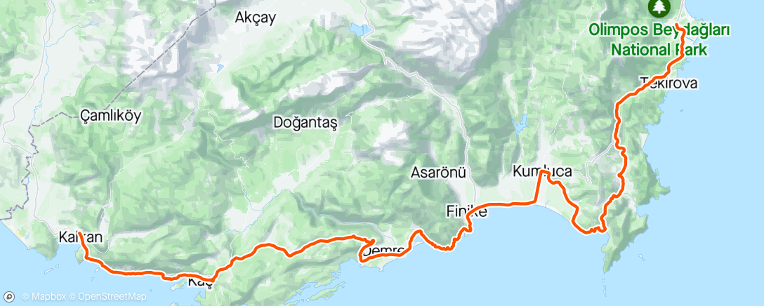 Map of the activity, Tour of Turkey Kemer - Kas: 19th