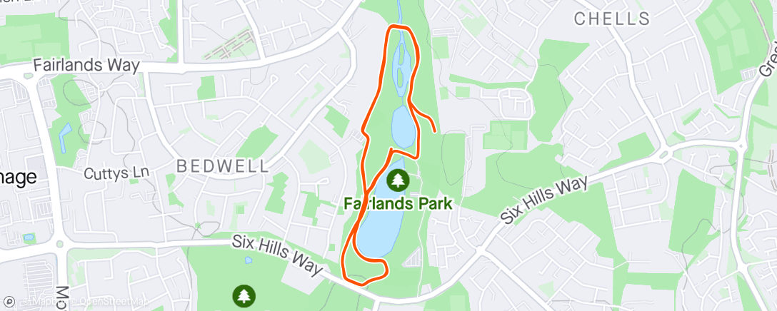 Mappa dell'attività Stevenage parkrun #363 (my #3️⃣5️⃣5️⃣)