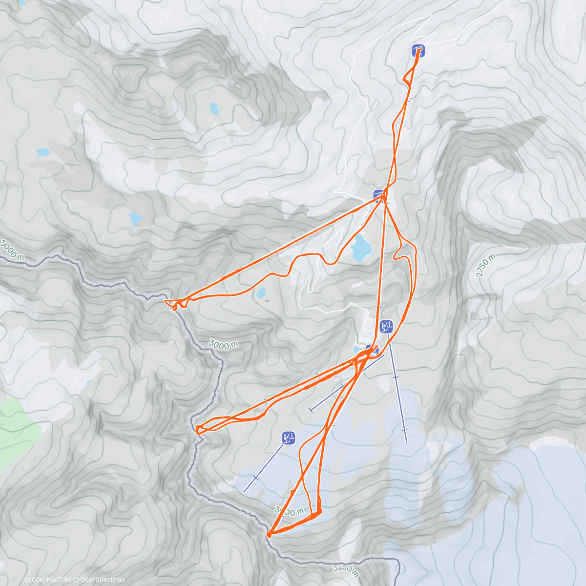 Map of the activity, Kaunertal, průzkum konkurenčního ledovce
