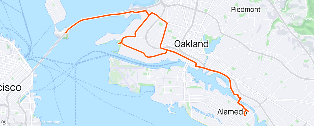 Map of the activity, Bay Bridge lookout - back through POO