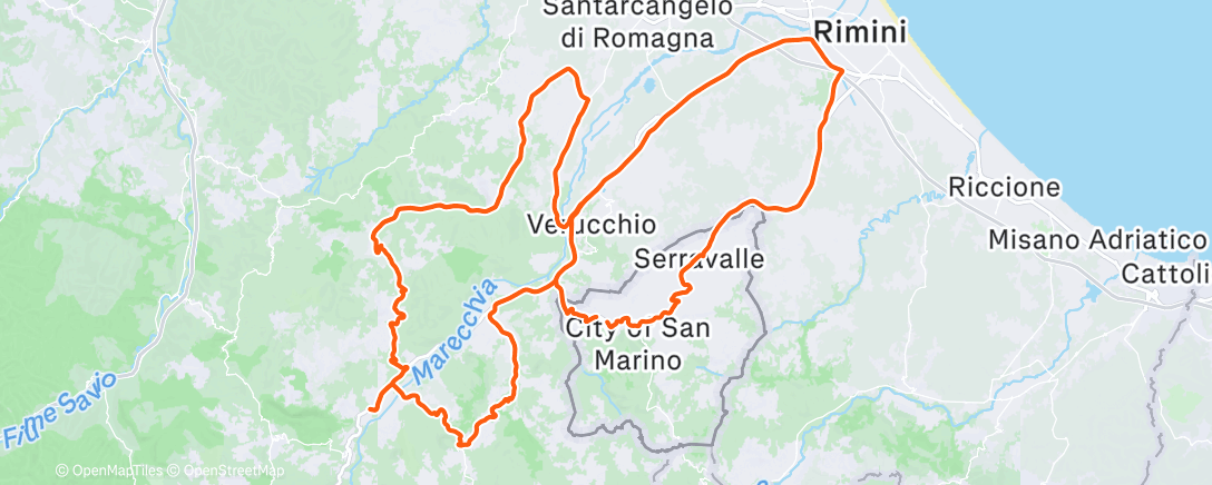 Map of the activity, Pedalata mattutina