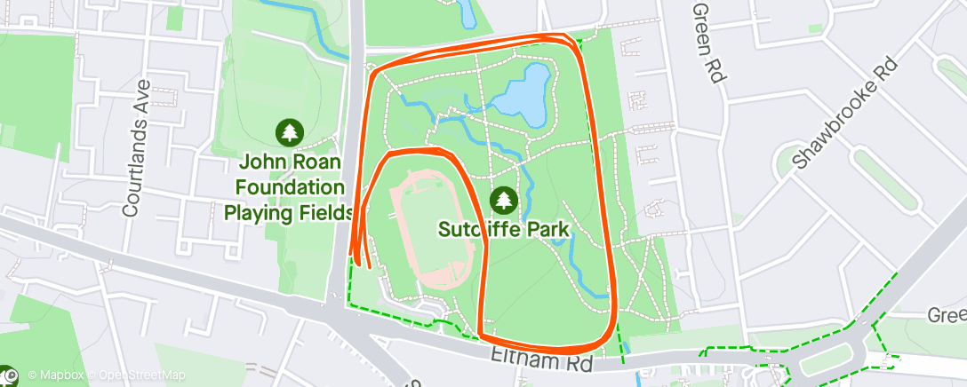 Map of the activity, Sutcliffe Parkrun