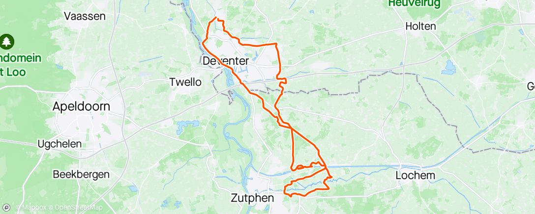 Map of the activity, MTB-route Gorssel-Zutphen