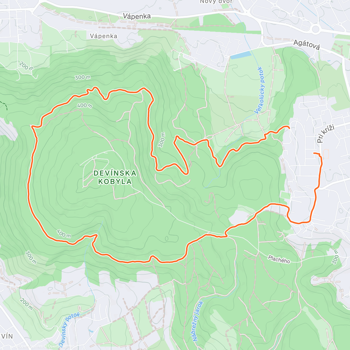 Map of the activity, Devínska kobyla v hmle s Vikim
