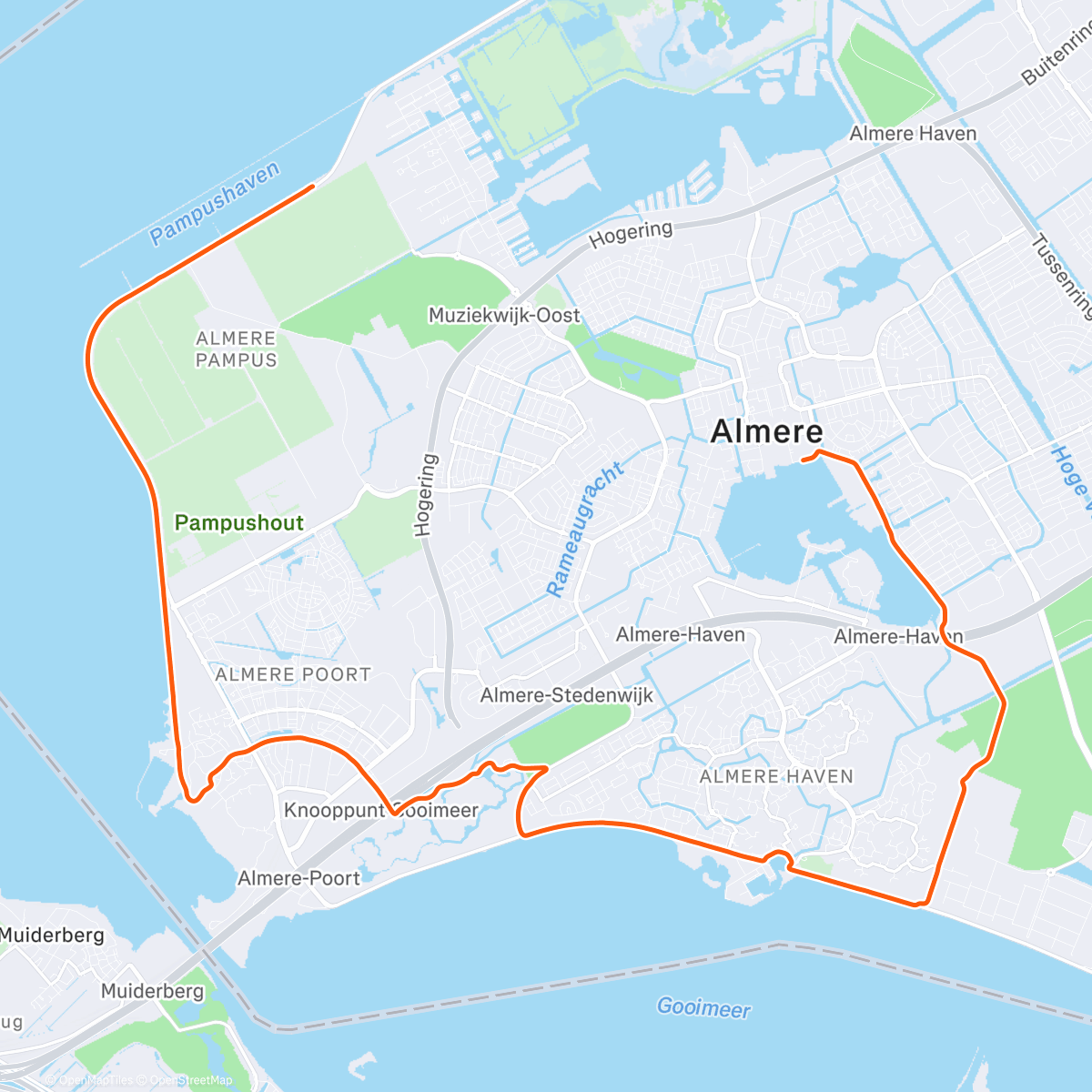 Map of the activity, ROUVY - Challenge Almere 54 km | Netherlands