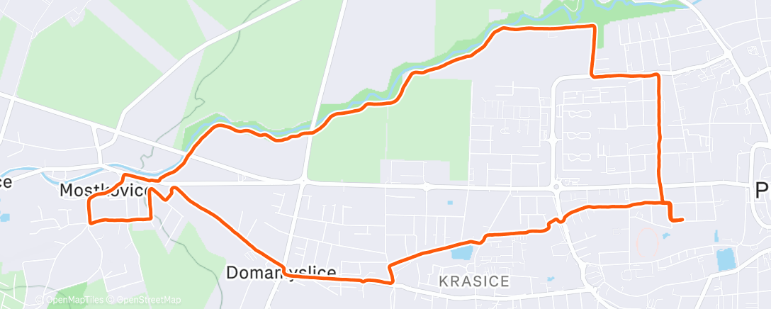 Map of the activity, Tuesday Evening Run