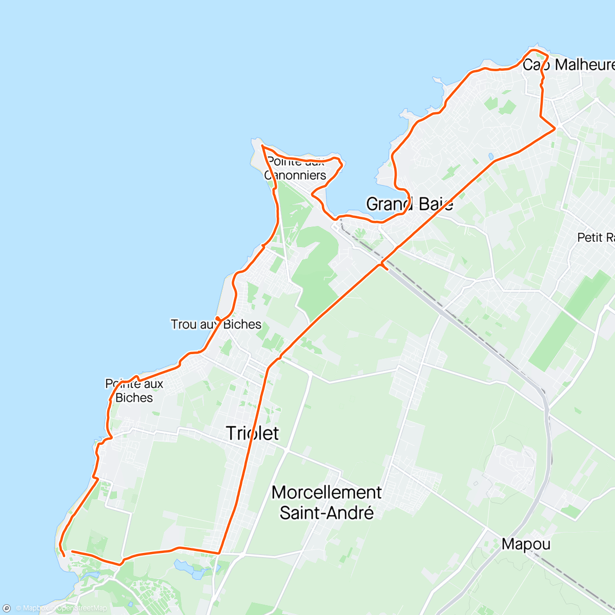 Map of the activity, Morning ride– Mauritius