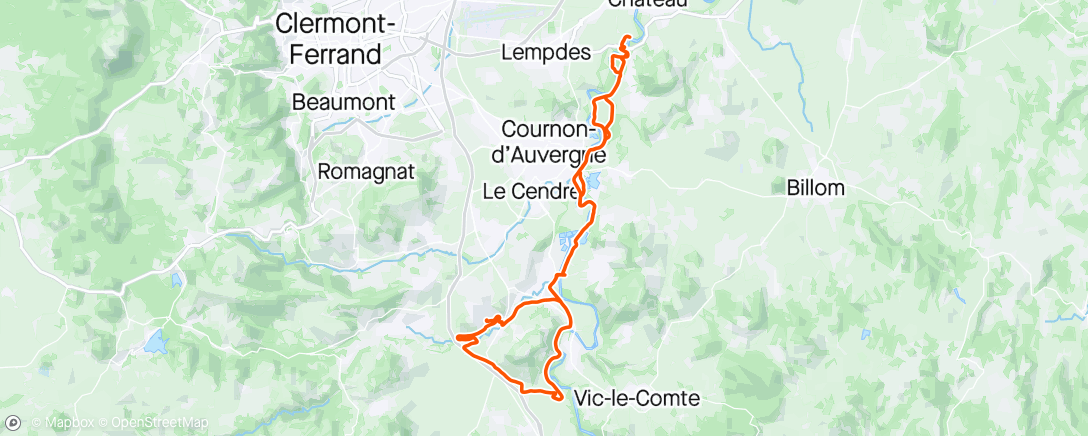 Map of the activity, VTT fin de soirée