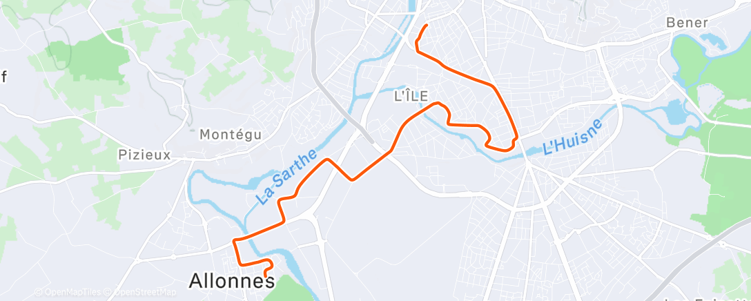 Map of the activity, Sortie vélo le matin