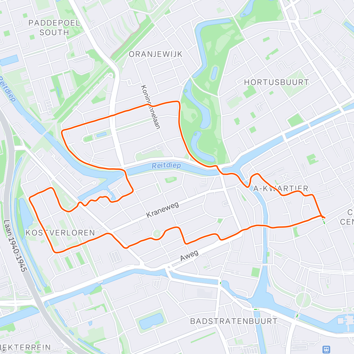 活动地图，5k met Run Club Groningen