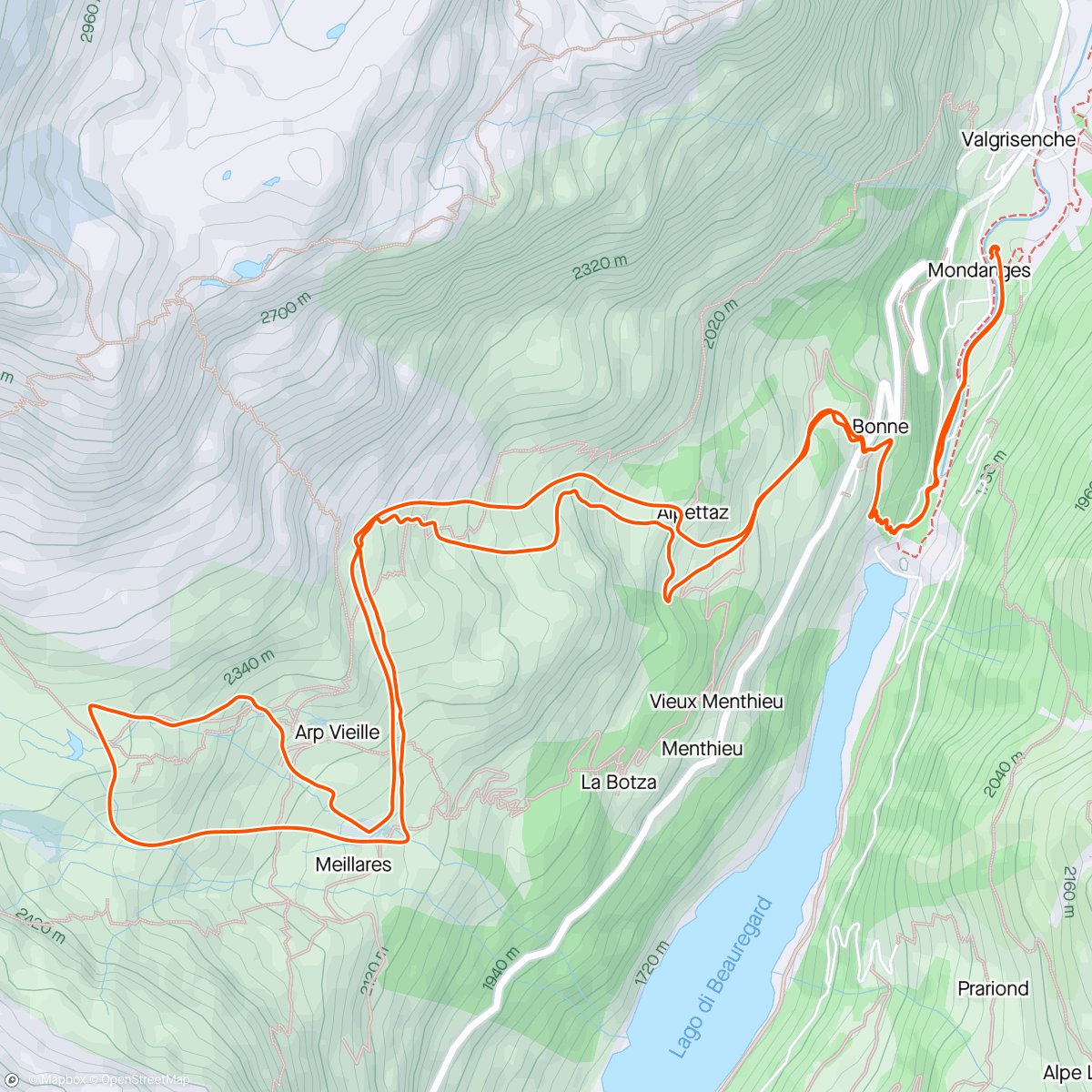 Map of the activity, SDR - tour du Ruitor - etape 2