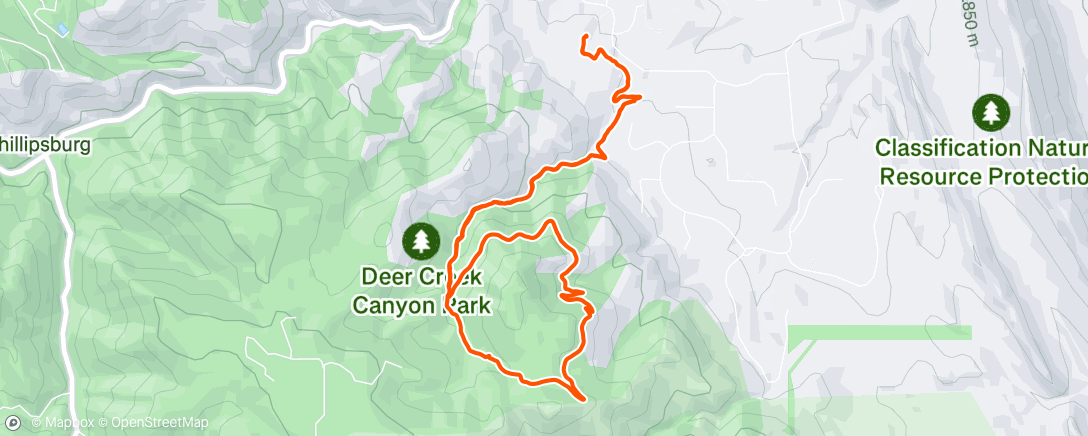 Map of the activity, Deer Creek Canyon MTB