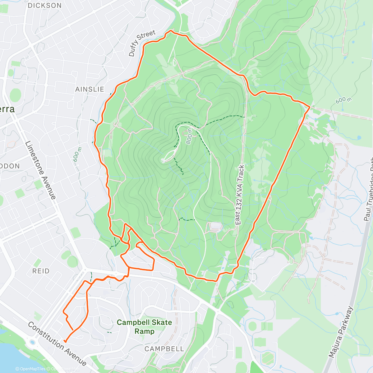 Map of the activity, The OG OBs: Morning Trail Run