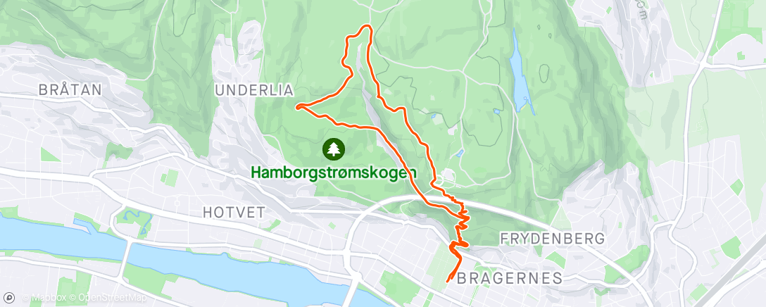 Map of the activity, Gåtur opp til Spiralen og rolig jogg hjem
