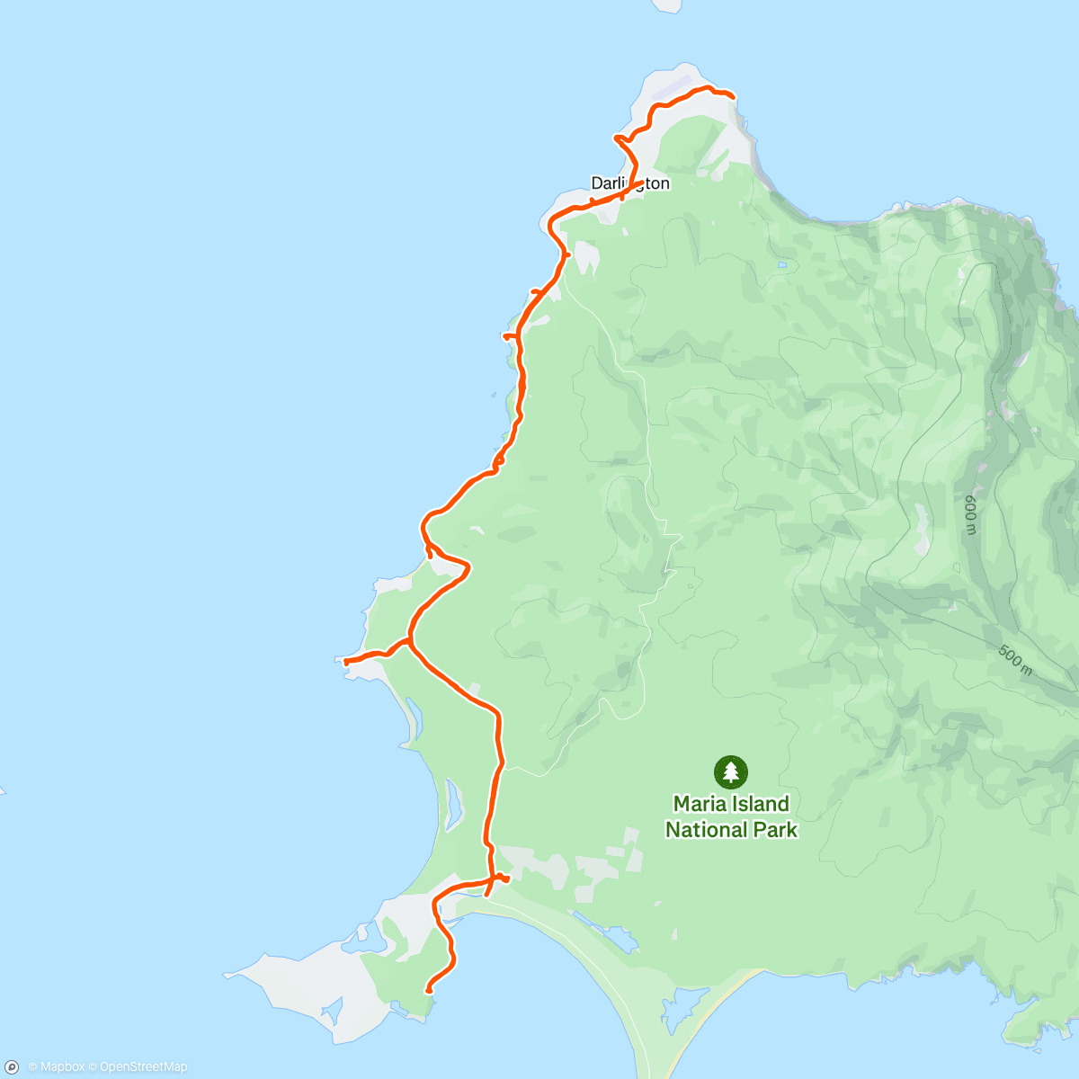 Map of the activity, Maria Island Ride 🚲