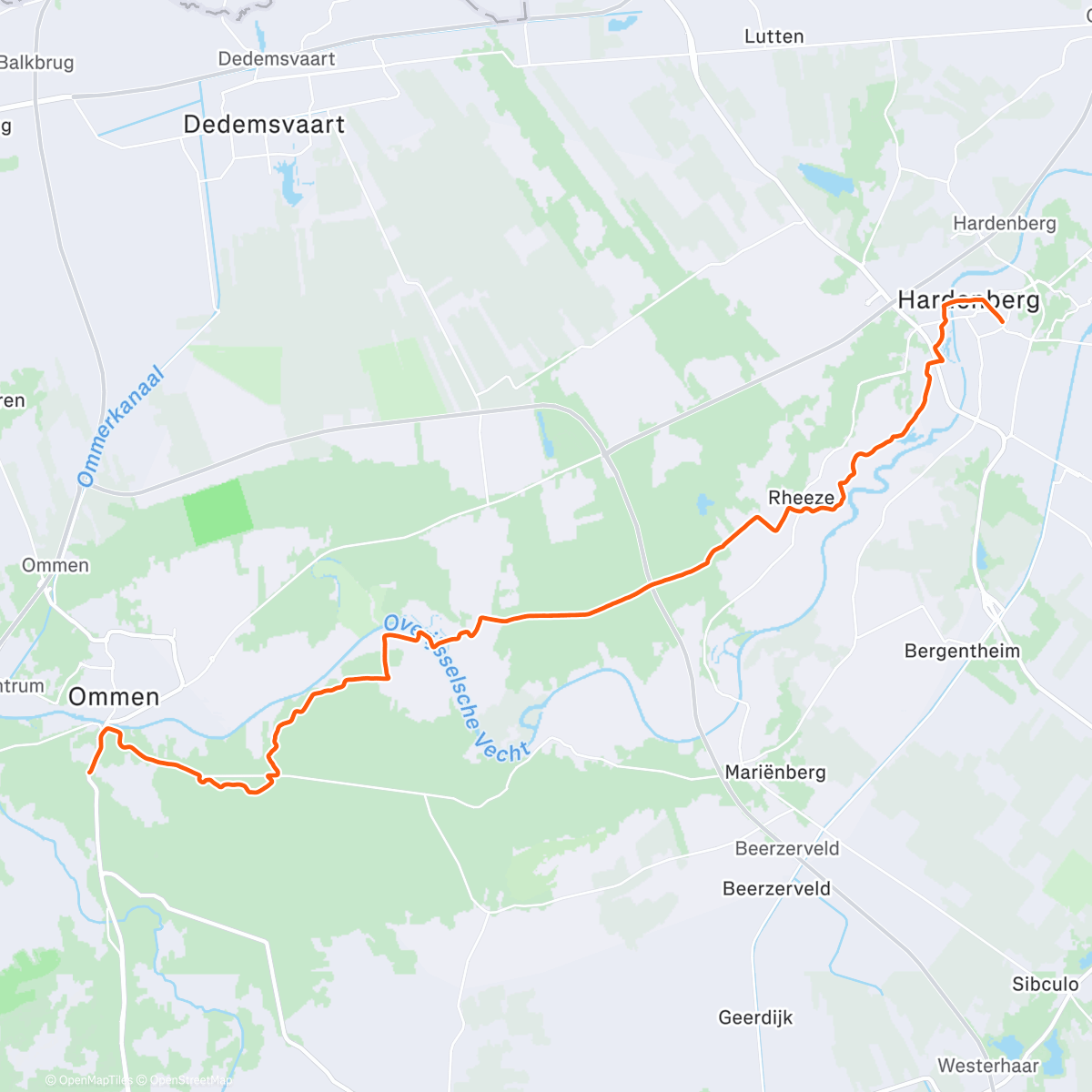 Карта физической активности (Pieterpad etappe Hardenberg-Ommen)