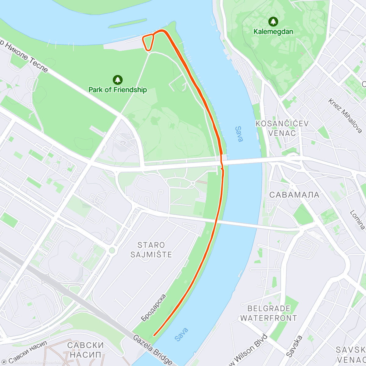 Mapa da atividade, 100-й беговой город! Parkrun (s95) Belgrade.