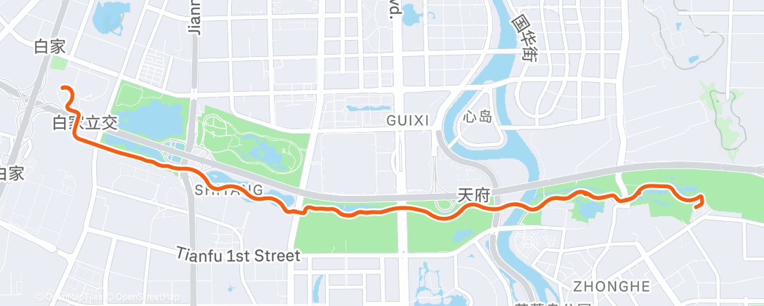 Map of the activity, Evening Run