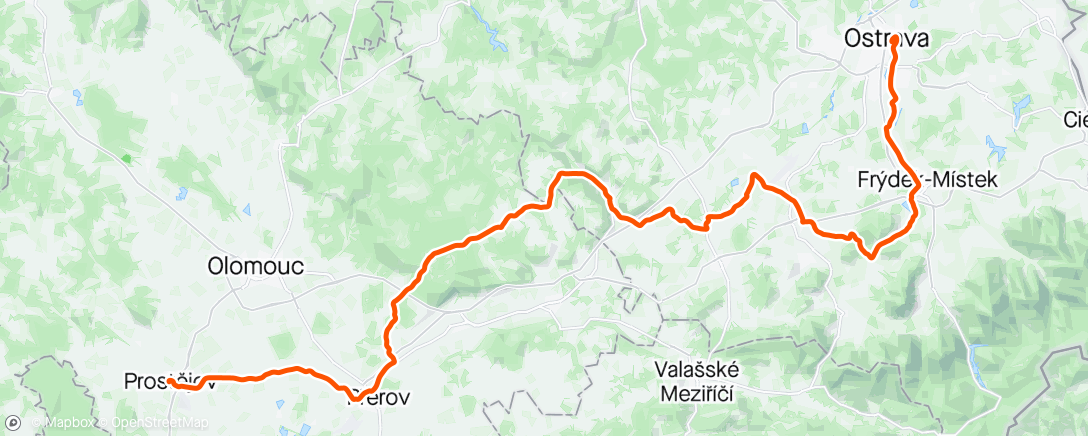 Map of the activity, Czech Tour stage 1