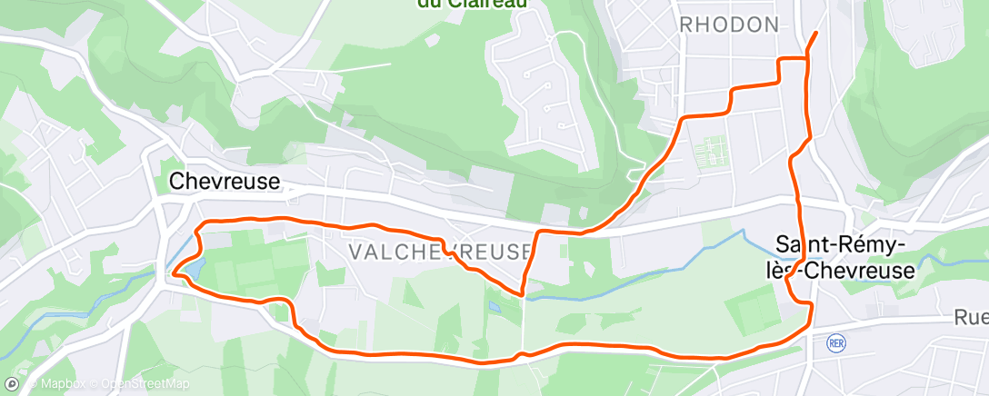 Map of the activity, Course à pied en soirée