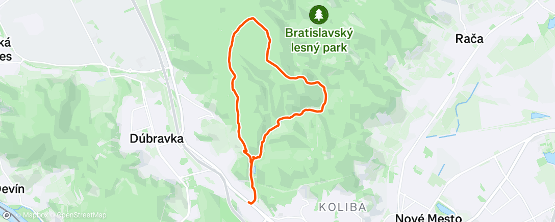 Map of the activity, Evening Trail Run