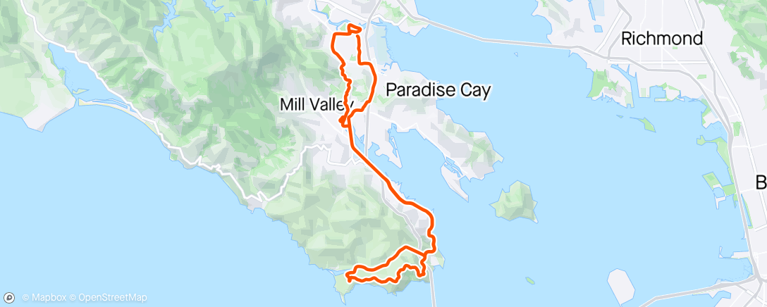 Mapa da atividade, Morning Headlands Ride
