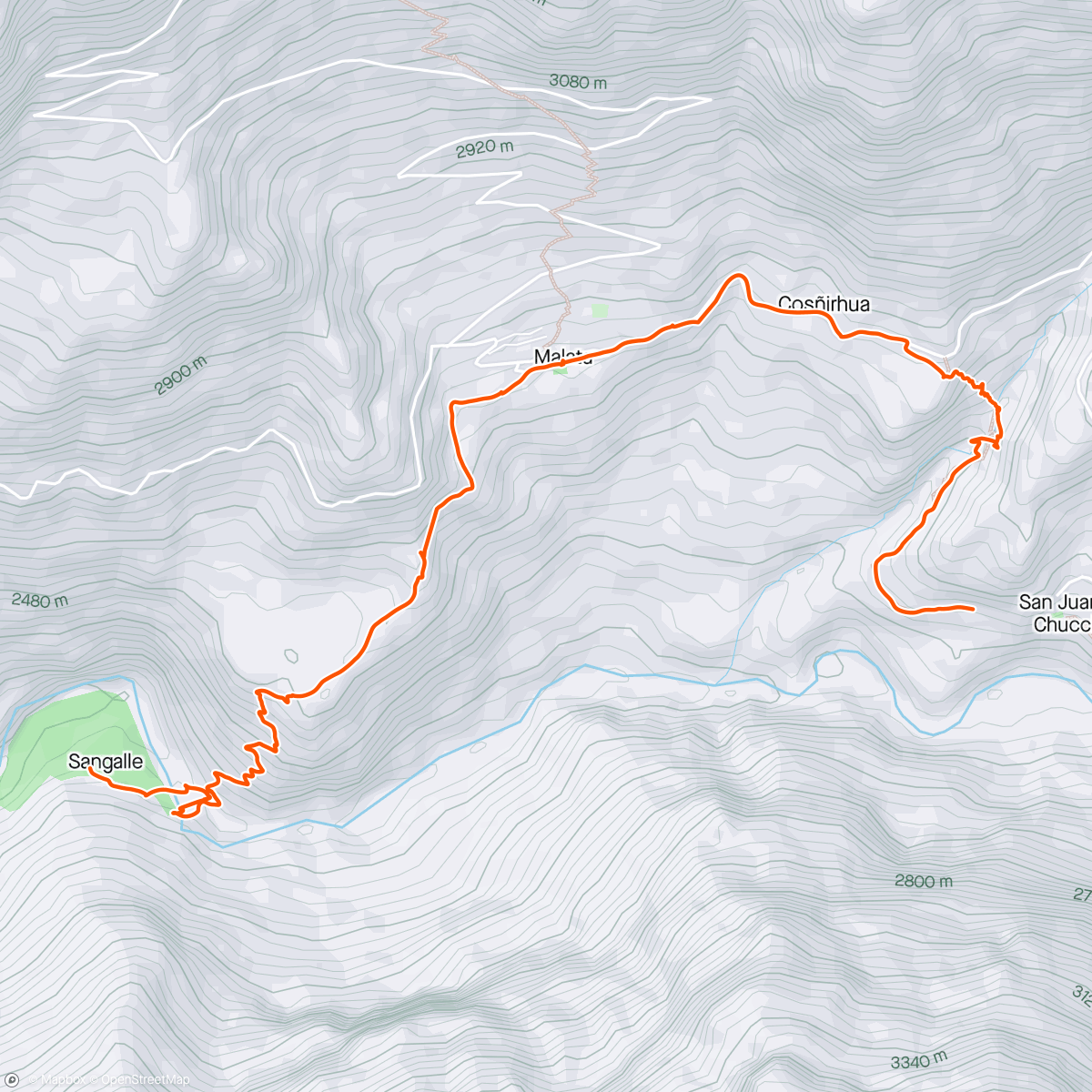 Map of the activity, Colca canyon day 1 afternoon