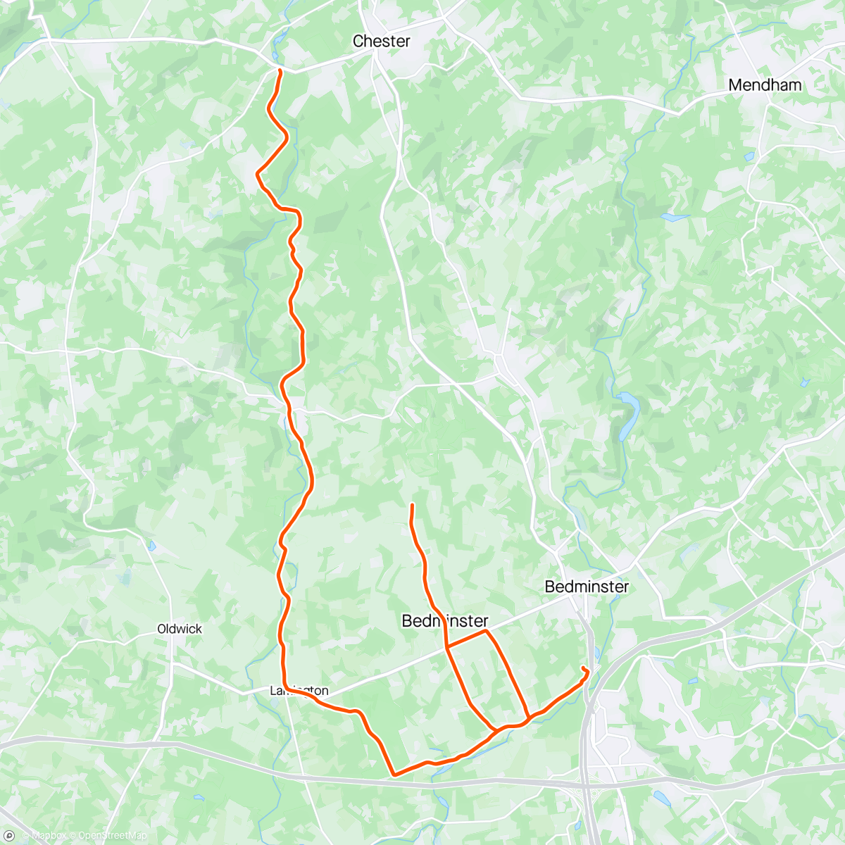 Map of the activity, Bedminister Gravel Ride
