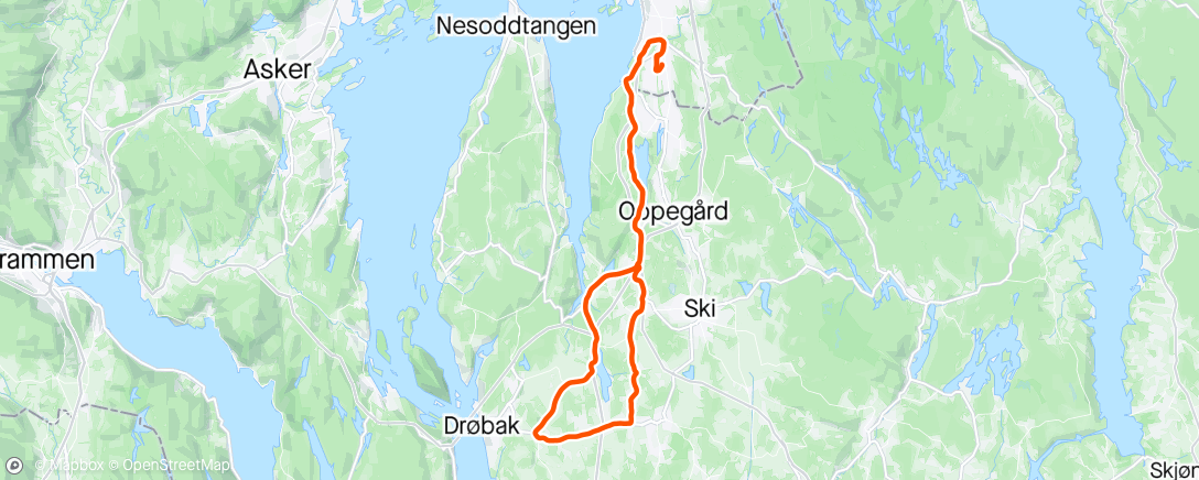 Map of the activity, Rulletrening over Ås