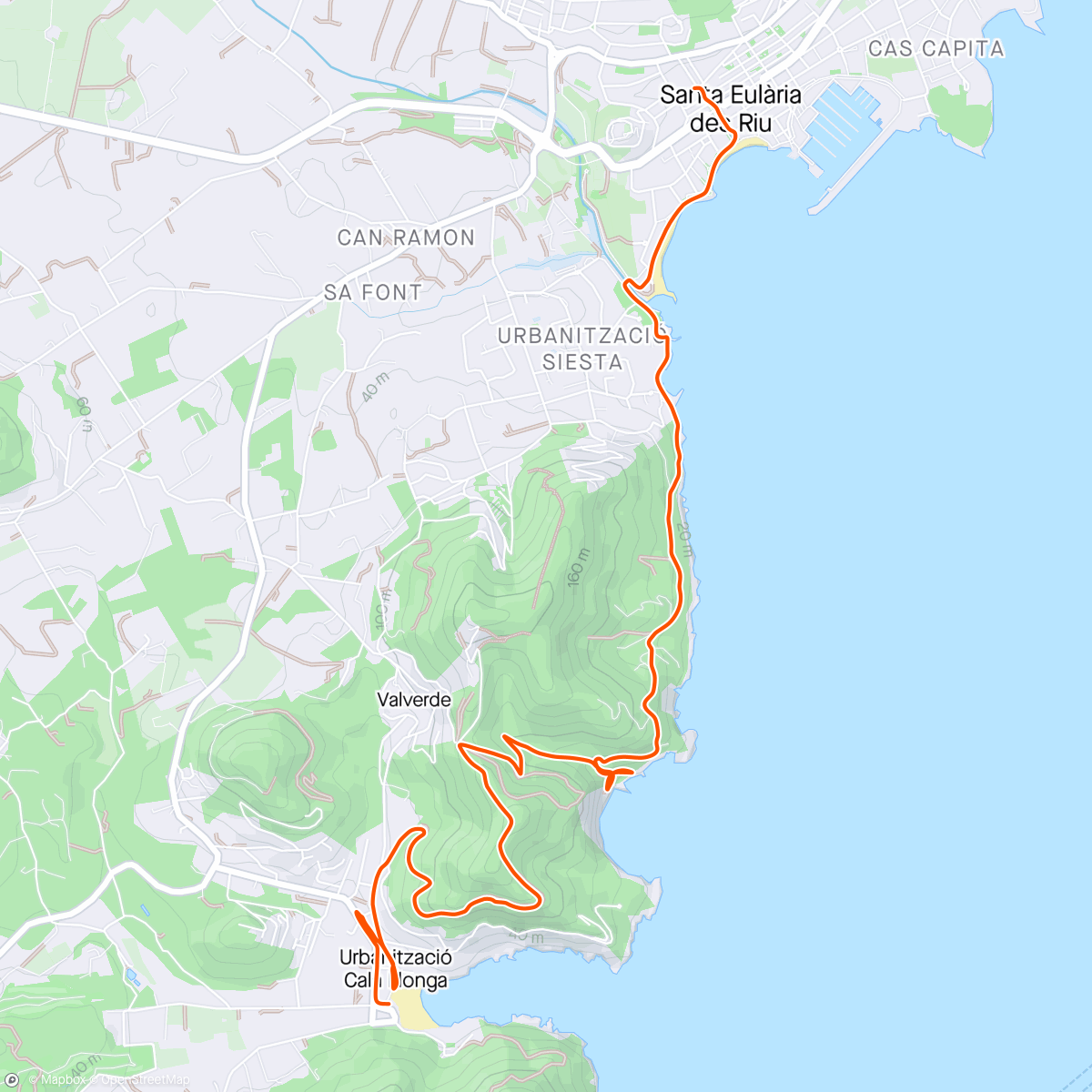 Карта физической активности (240427 Berg-Küsten-Wanderung Cala Longa Santa Eularia des Riu)