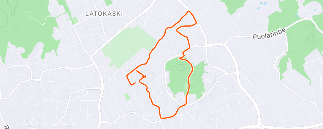 Map of the activity, Evening Run