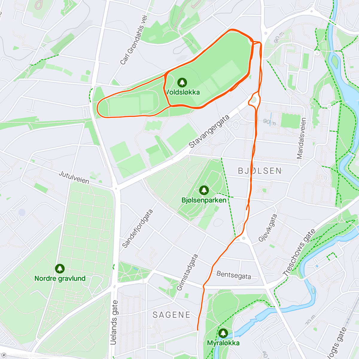 Map of the activity, Springtime Runners