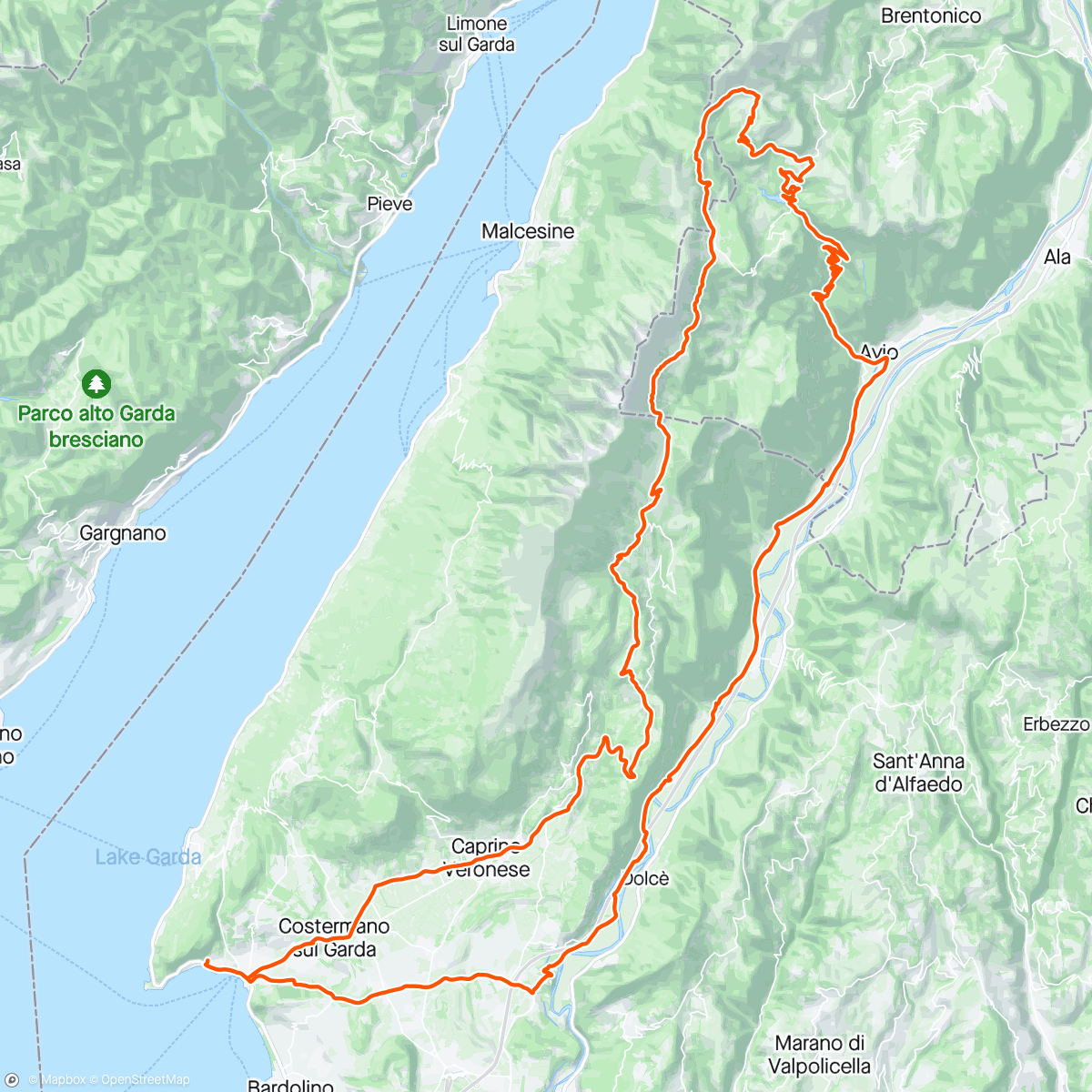Map of the activity, Monte Baldo (z Avio)