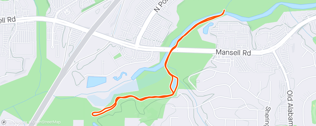 Map of the activity, 3 Mile Run at Big Creek Greenway