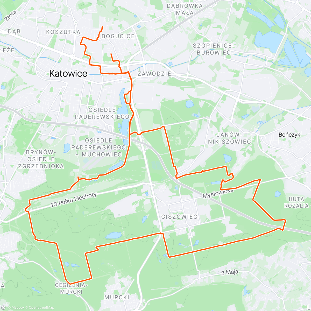 Map of the activity, Von der Leyen nie spotkałem. Wokół Giszowca lasami Ride ⛅