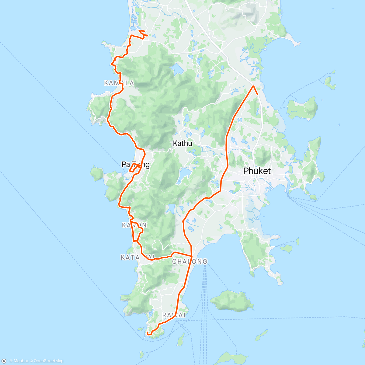 Mapa de la actividad (Phuket Cycle Day 1🥵🥵🥵 热爆了 心跳也很快都无法骑了 结果上support car)