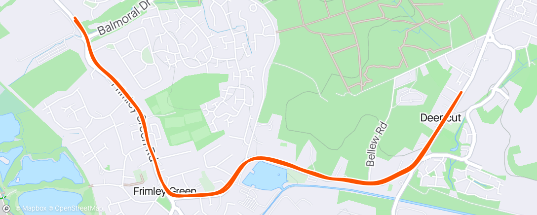 Map of the activity, Walk to Deepcut and back.