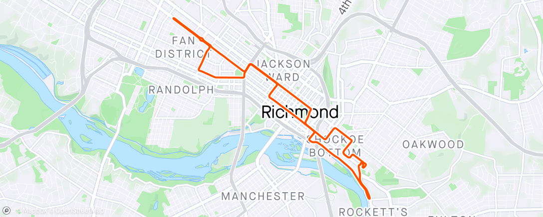 Map of the activity, Zwift - 30/15x9x3 in Richmond