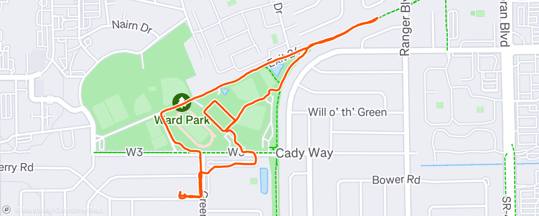 Map of the activity, Evening Run