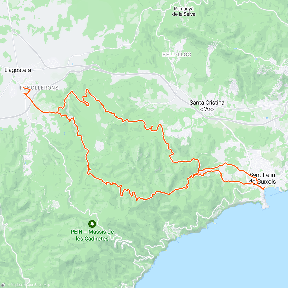 Map of the activity, Great ride to the beach and back