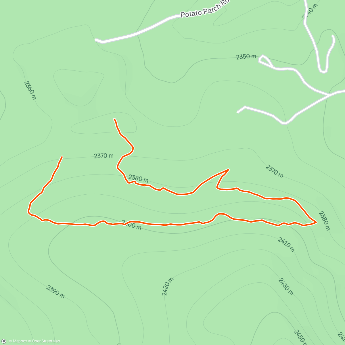 Map of the activity, Split board hike w the dogs.