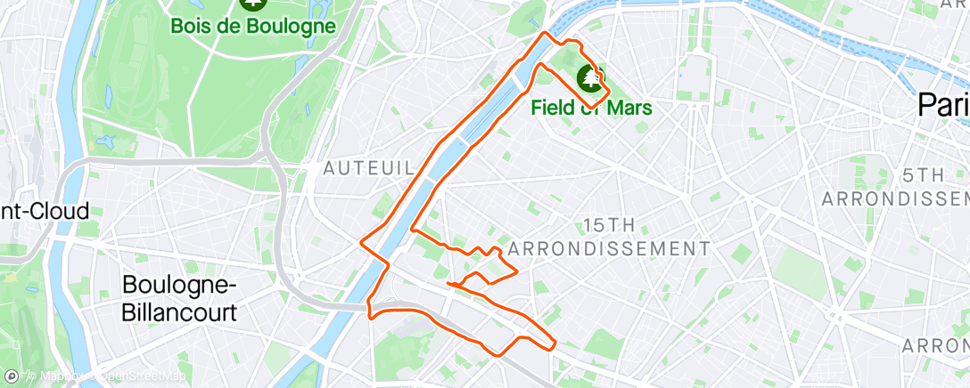 Map of the activity, Footing 1h15 🌤️