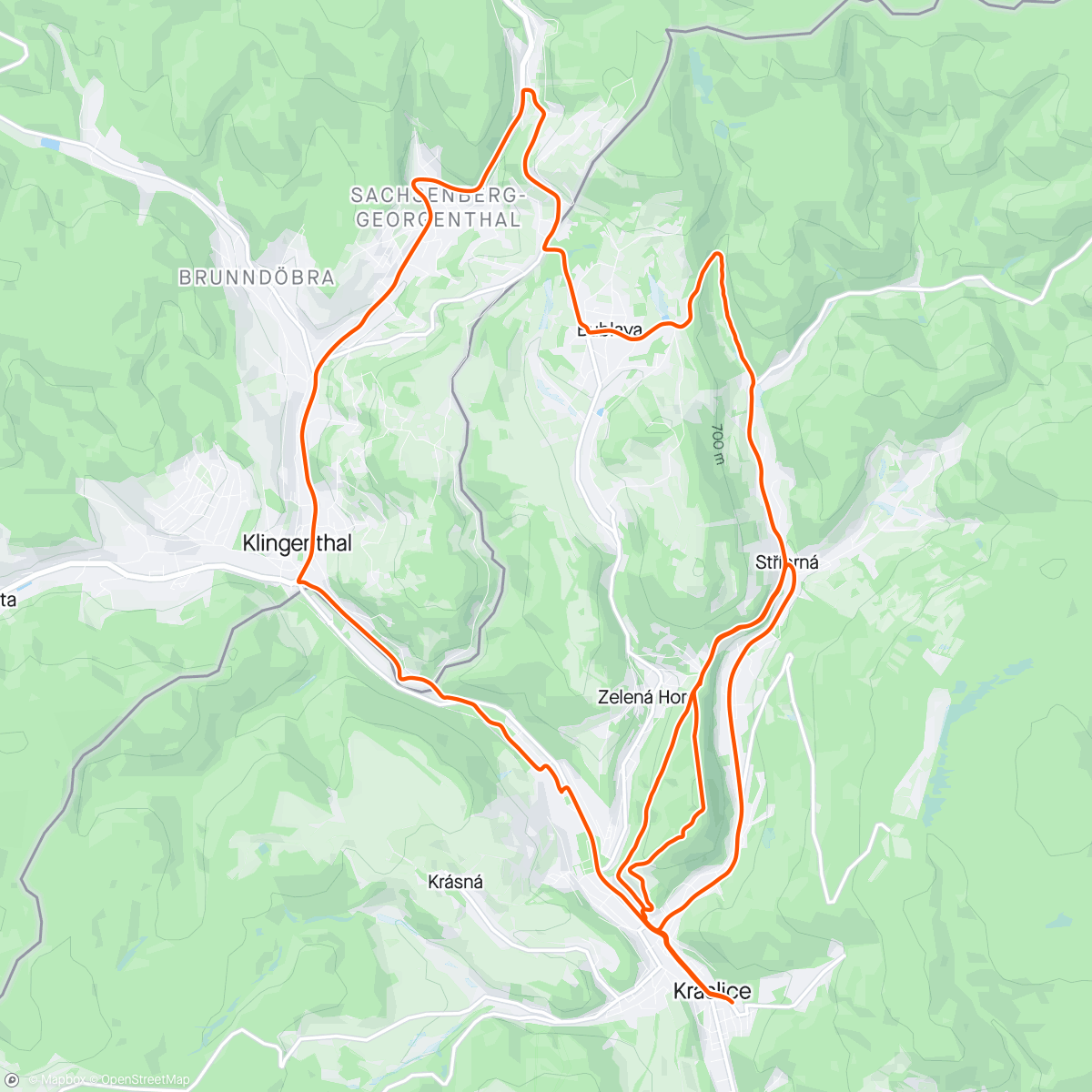 Map of the activity, Afternoon Mountain Bike Ride 10x1min nástup T4