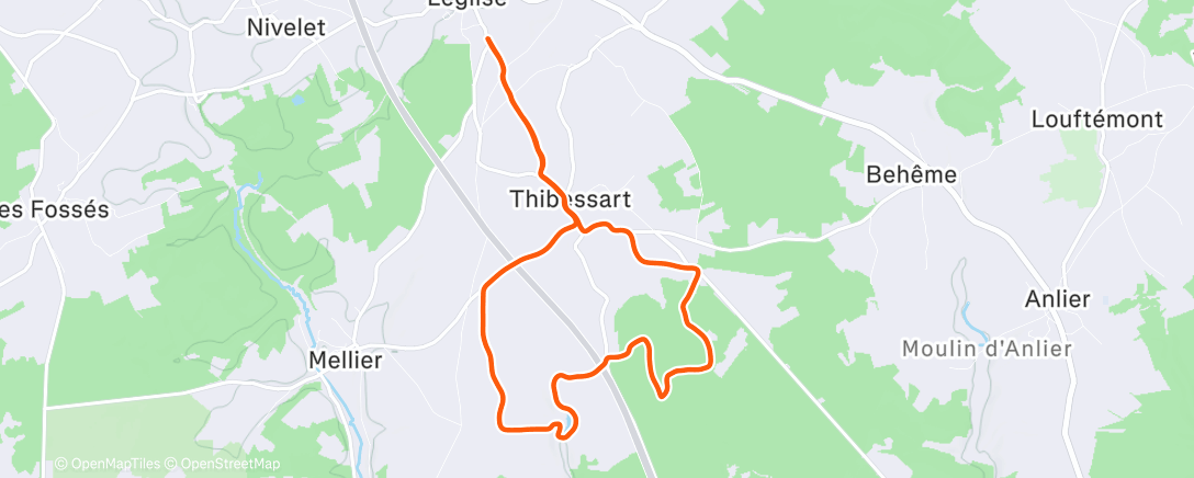 Map of the activity, Course à pied le matin