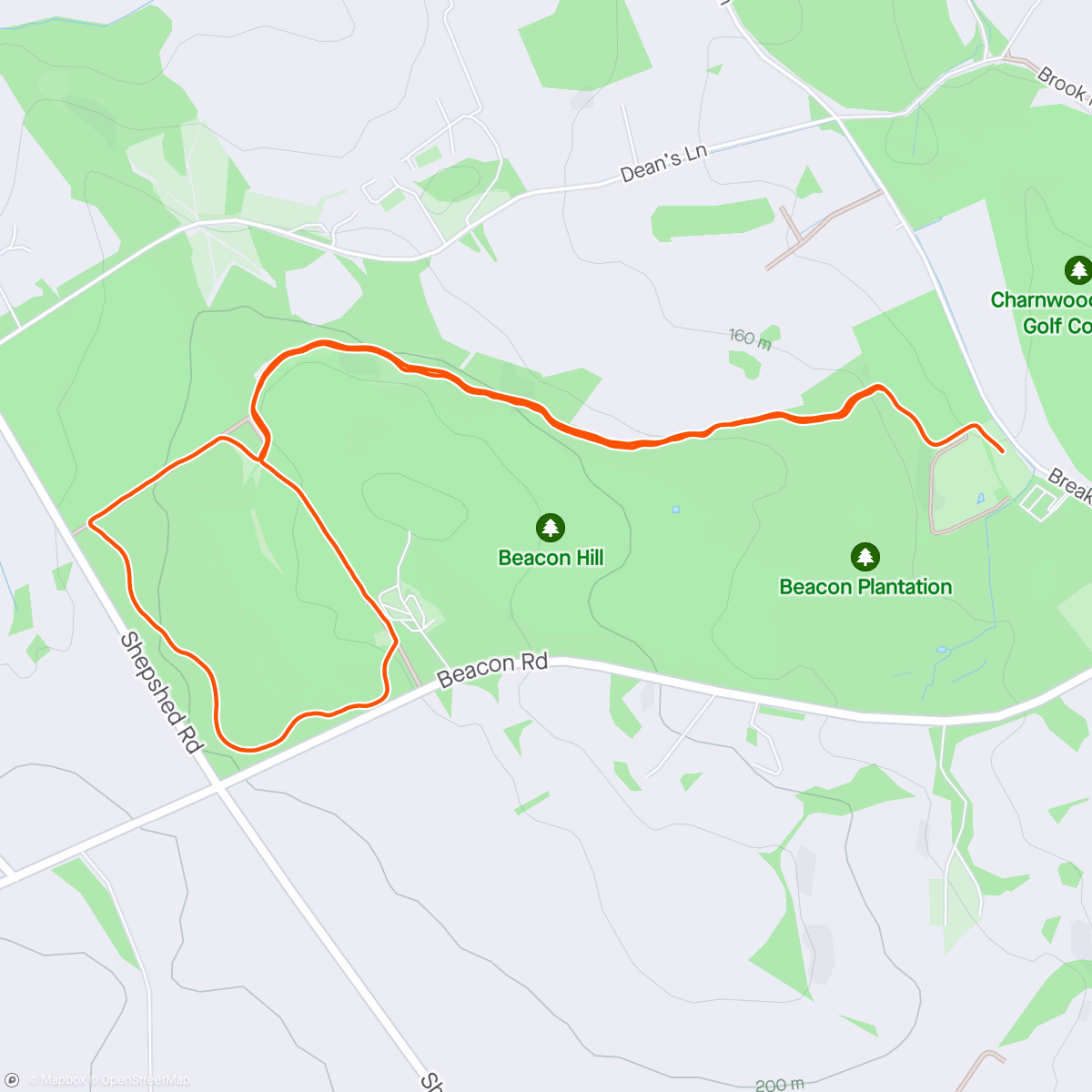 Map of the activity, Beacon Hill Country Park Parkrun