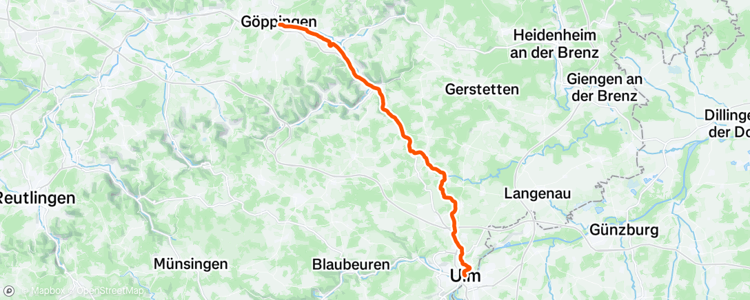 Map of the activity, Göppingen - Ulm