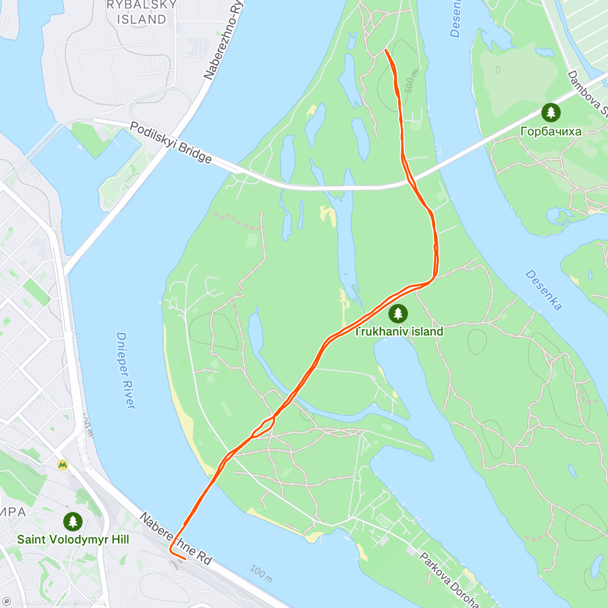 Map of the activity, Afternoon Run