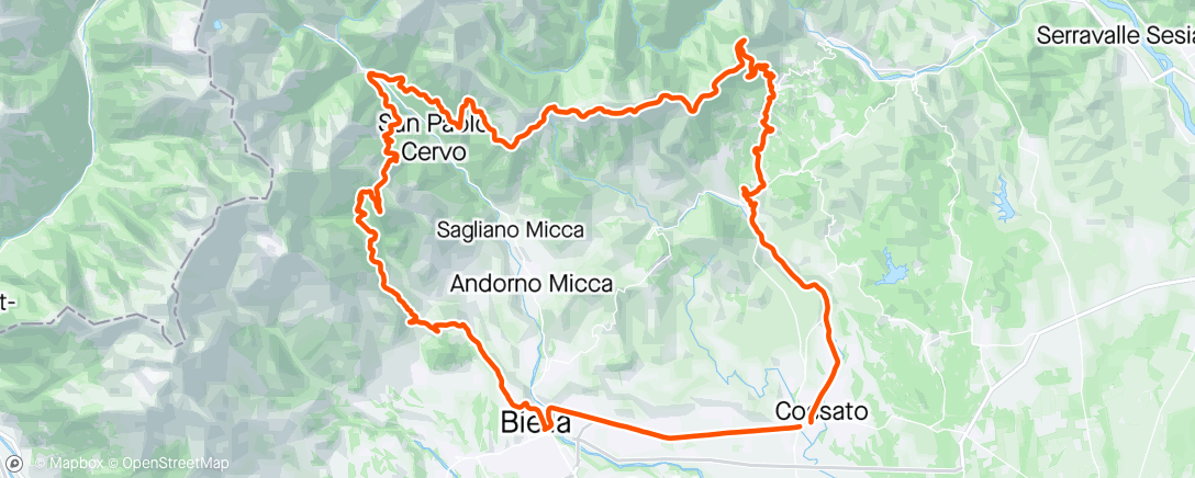 Map of the activity, Oropa - Bielmonte