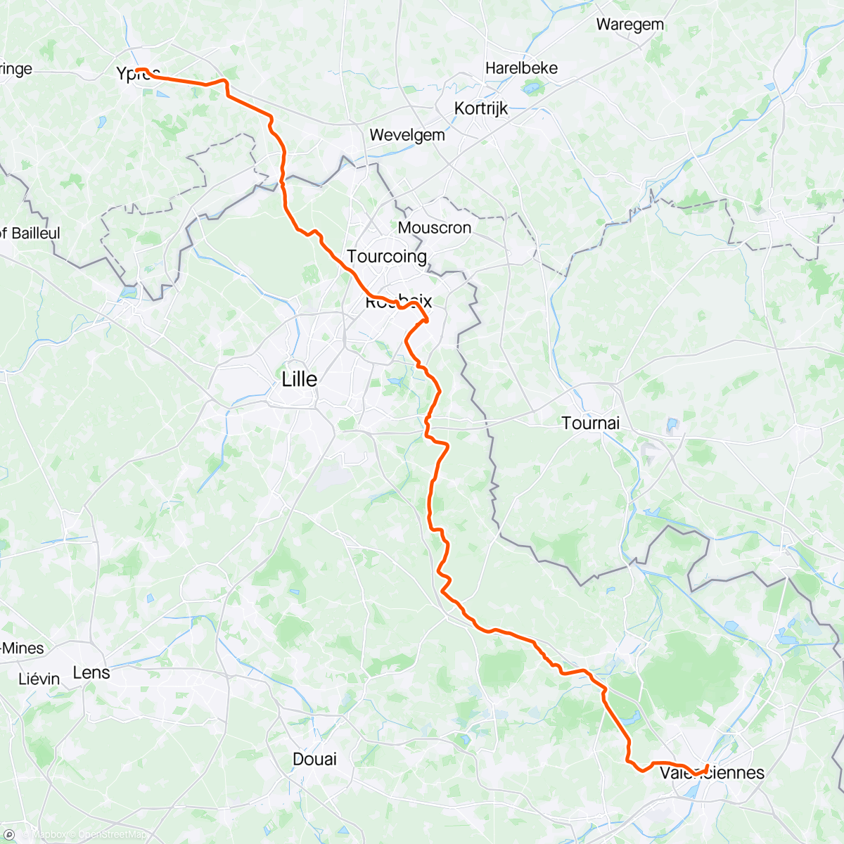 Map of the activity, Arenberg og Velodromen i Roubaix