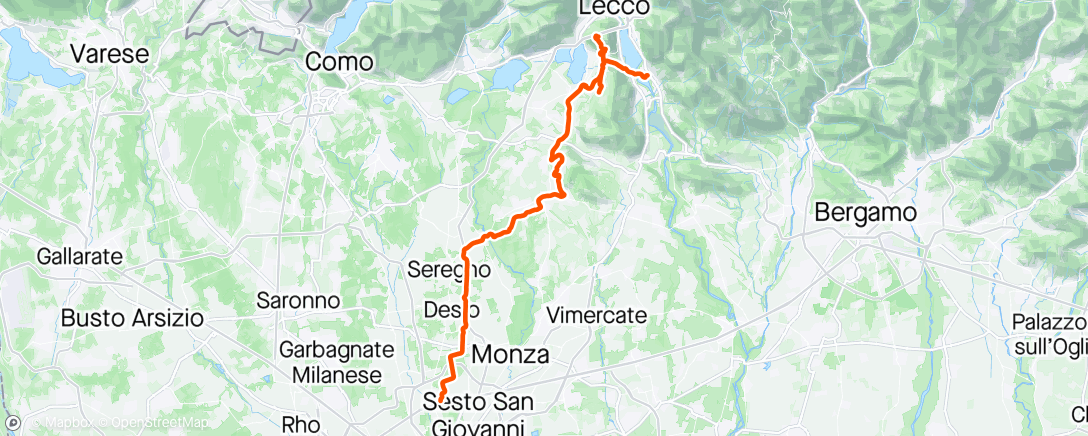 Map of the activity, Rocambolesca fuga dalla pioggia sul Colle Brianza